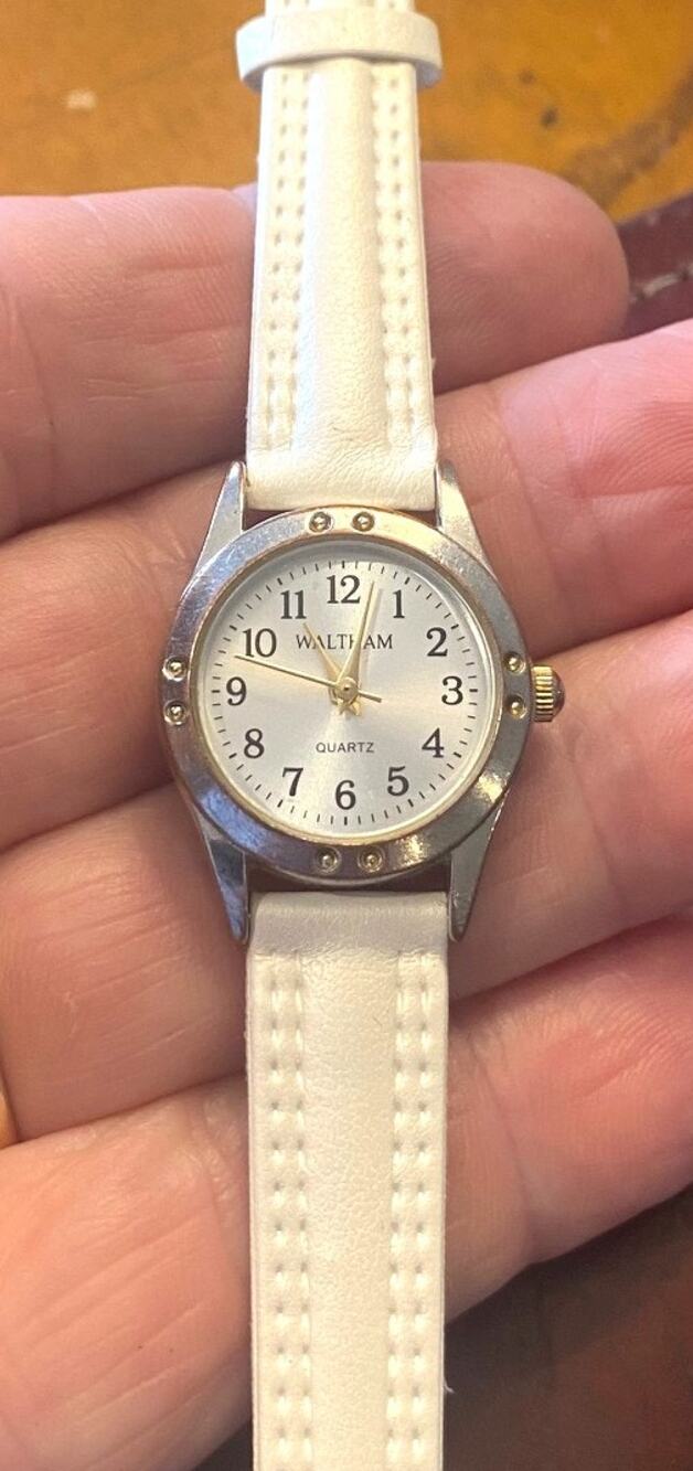 VTG Women's 25mm Silver Tone Waltham Watch, Brown Leather Band